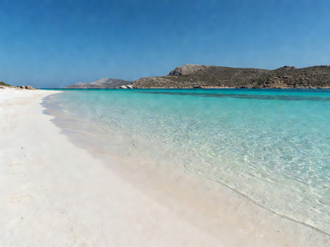Turquoise shallow water and white sands of Balos Lagoon in Crete Greece
